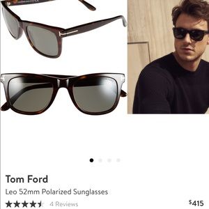 Mens 52mm Tom Ford Leo Sunglasses in Shiny Classic Havana, Polarized